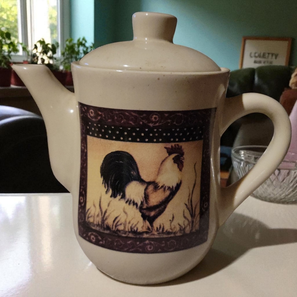 Vtg 1980s Ceramic/Stoneware Rooster Individual Teapot CIB/ BI Incorporated